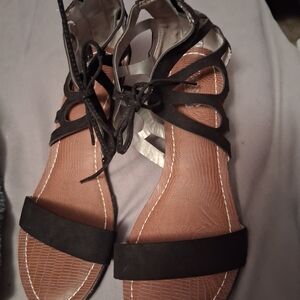 Black Lace-Up Women's Sandals